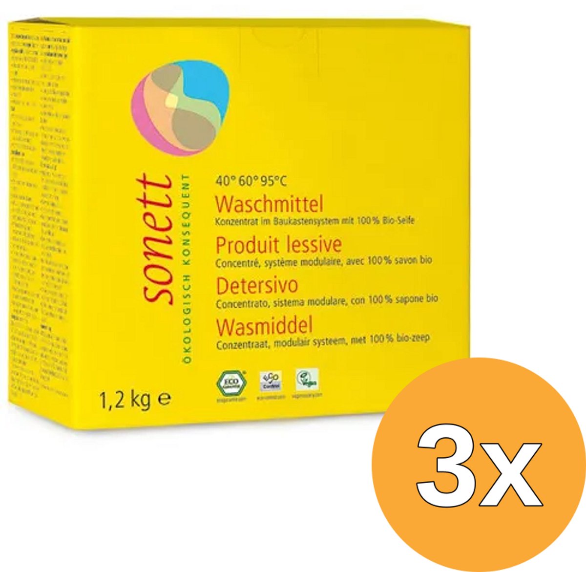 3x Sonett Wasmiddel Compact (1200 gr)