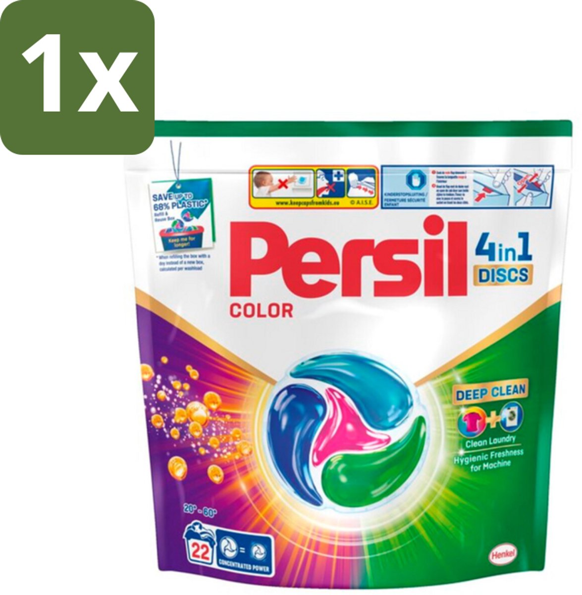 1 x Persil - Wasmiddel - Wasmiddelcapsules Discs Gekleurde Was - Voor Gekleurde Was - 22 wasbeurten - Gekleurde Was - Vlekverwijdering - Kleurbehoud - Frisse Was - Wasmiddelcapsules