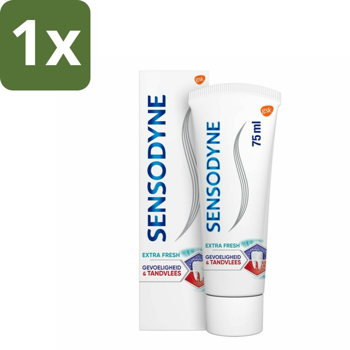 1 x Sensodyne - Tandpasta - Gevoeligheid & Tandvlees - Extra Fresh - 75 ml - Gevoelige Tanden - Gezond Tandvlees - Tandpasta - Tandplak - Frisse Adem