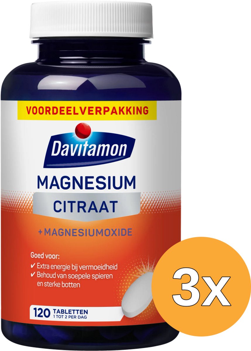 3x Davitamon Magnesiumcitraat & Magnesiumoxide (120 tabletten)