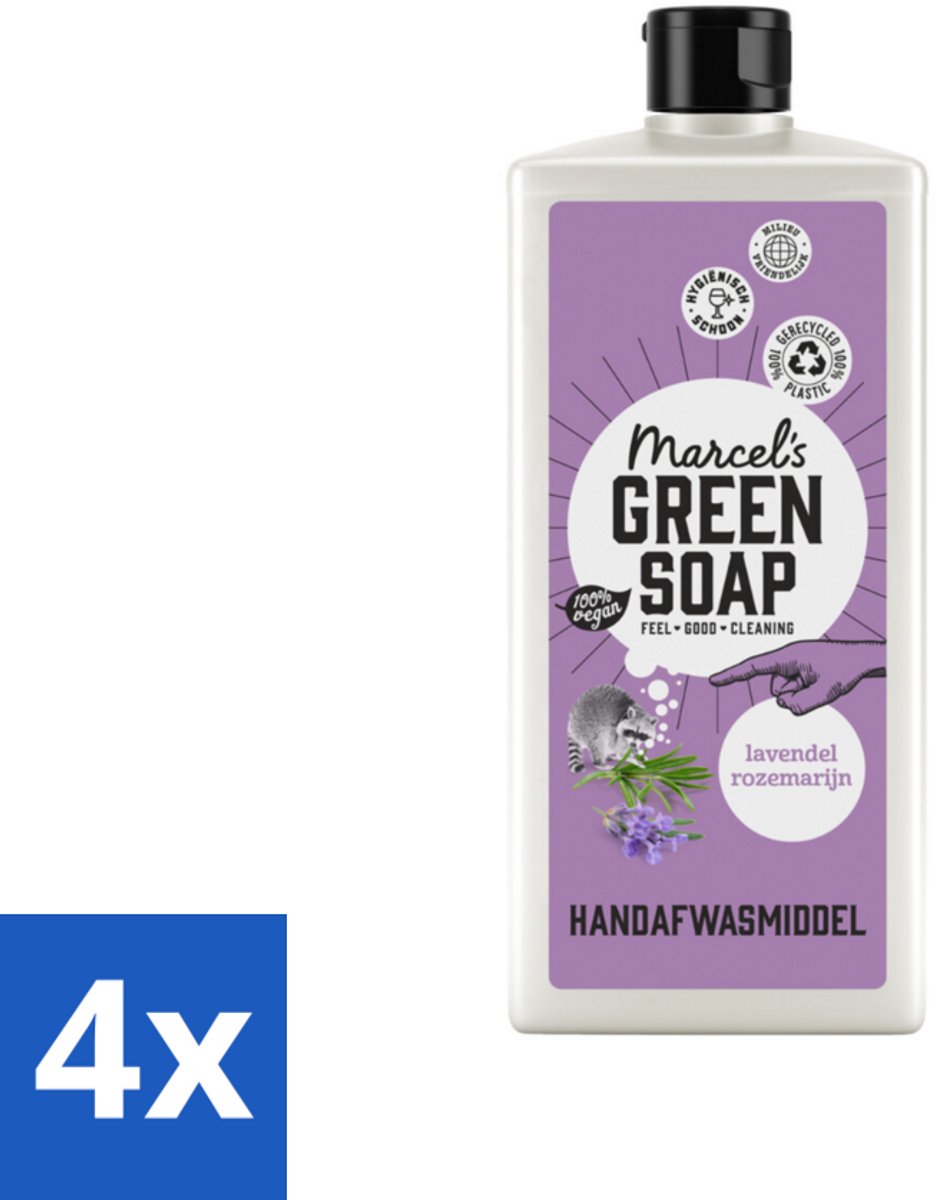 4 x Marcel's Green Soap - Afwasmiddel - Lavendel & Rosemarijn - Voor dagelijks gebruik - 500 ml - Afwasmiddel - Biologisch Afbreekbaar - Plantaardige Zeep - Lavendel - Rozemarijn