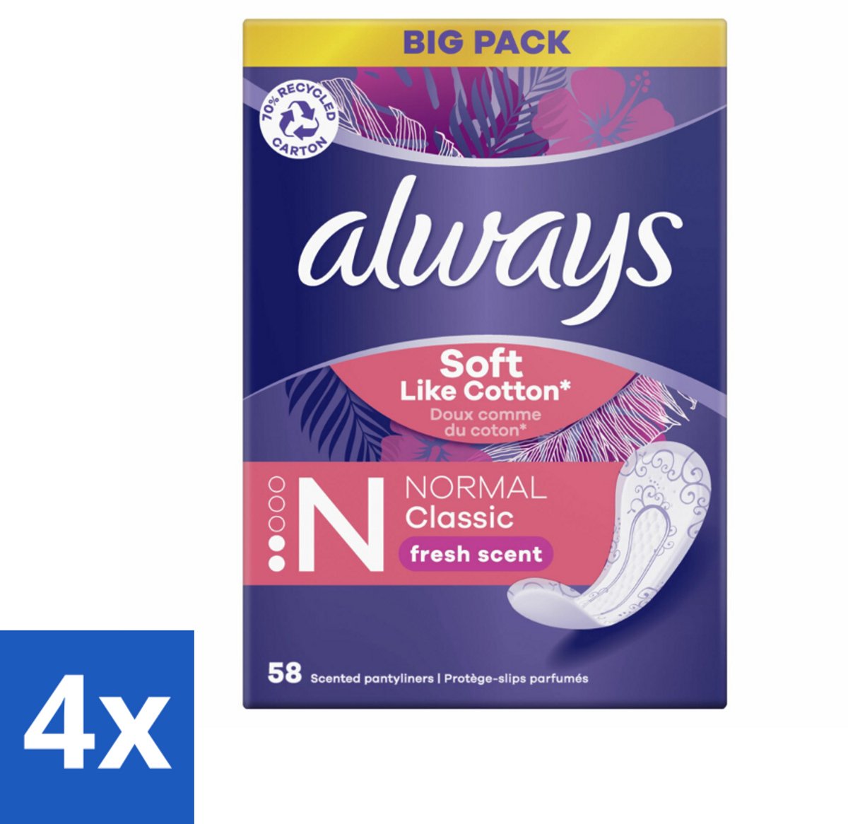 4 x Always - Inlegkruisjes - Normal - Fresh - Voordeelverpakking - Inlegkruisjes - Always Discreet - Frisheid - Incontinentie - Bescherming