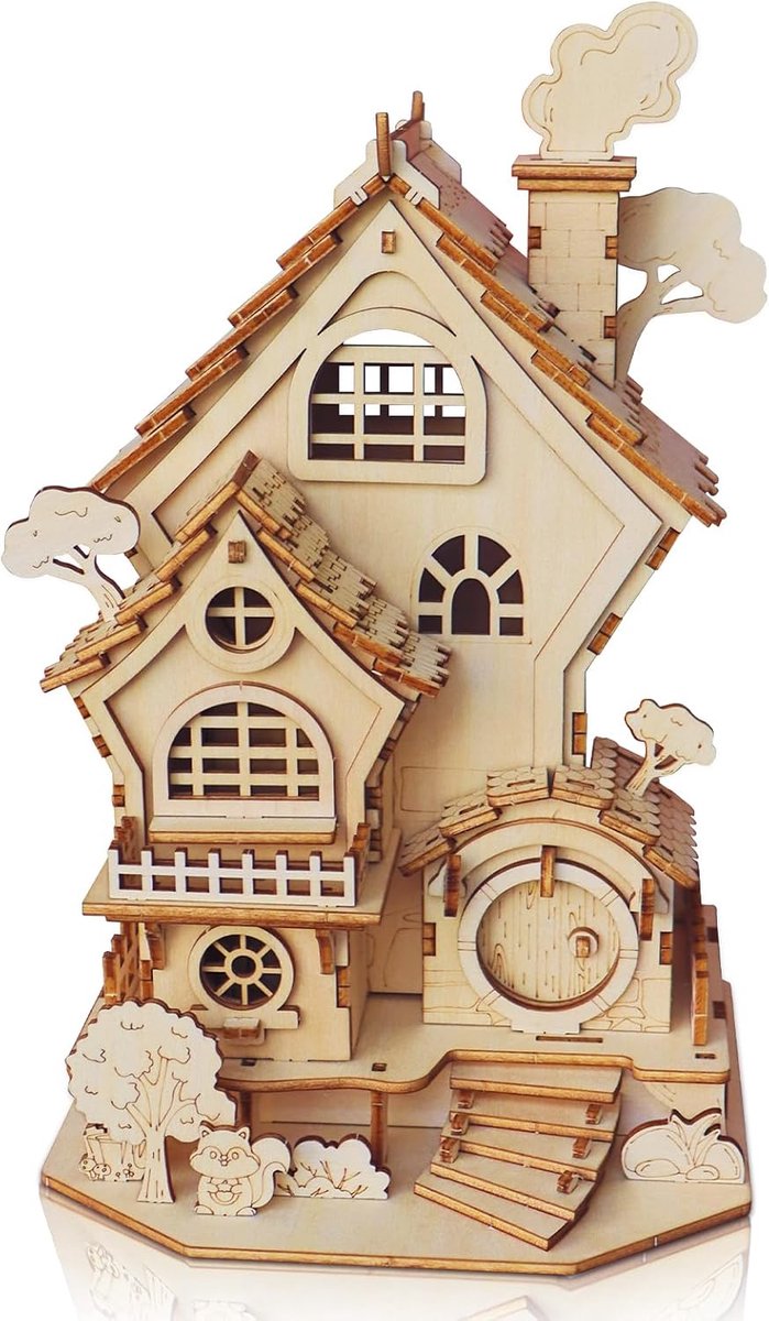 3D houten puzzel voor volwassenen - boomhut bouwpakket - creatief knutselmodel - perfect voor huisdecoratie - ShopVlot