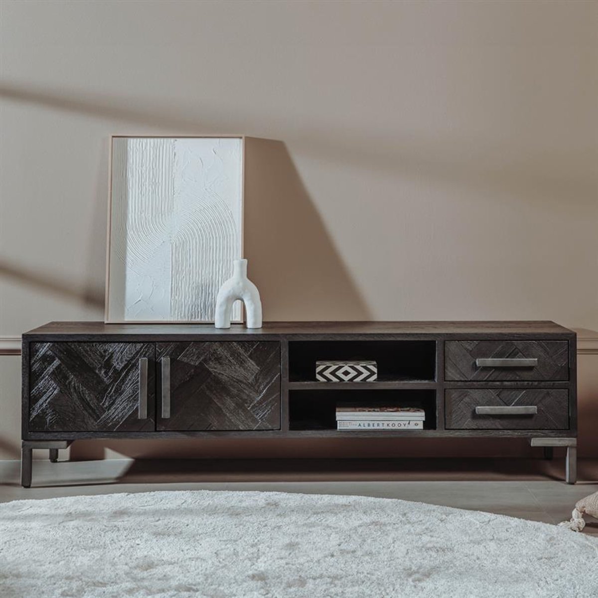 Tower Living Tv-meubel Ziano - Zwart Hout - 185x45x50cm