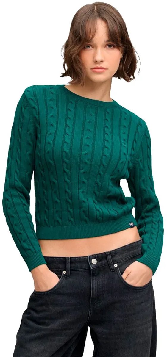 Superdry Essentials SD&CO Kabelgebreide Trui Dames Sweaters Groen