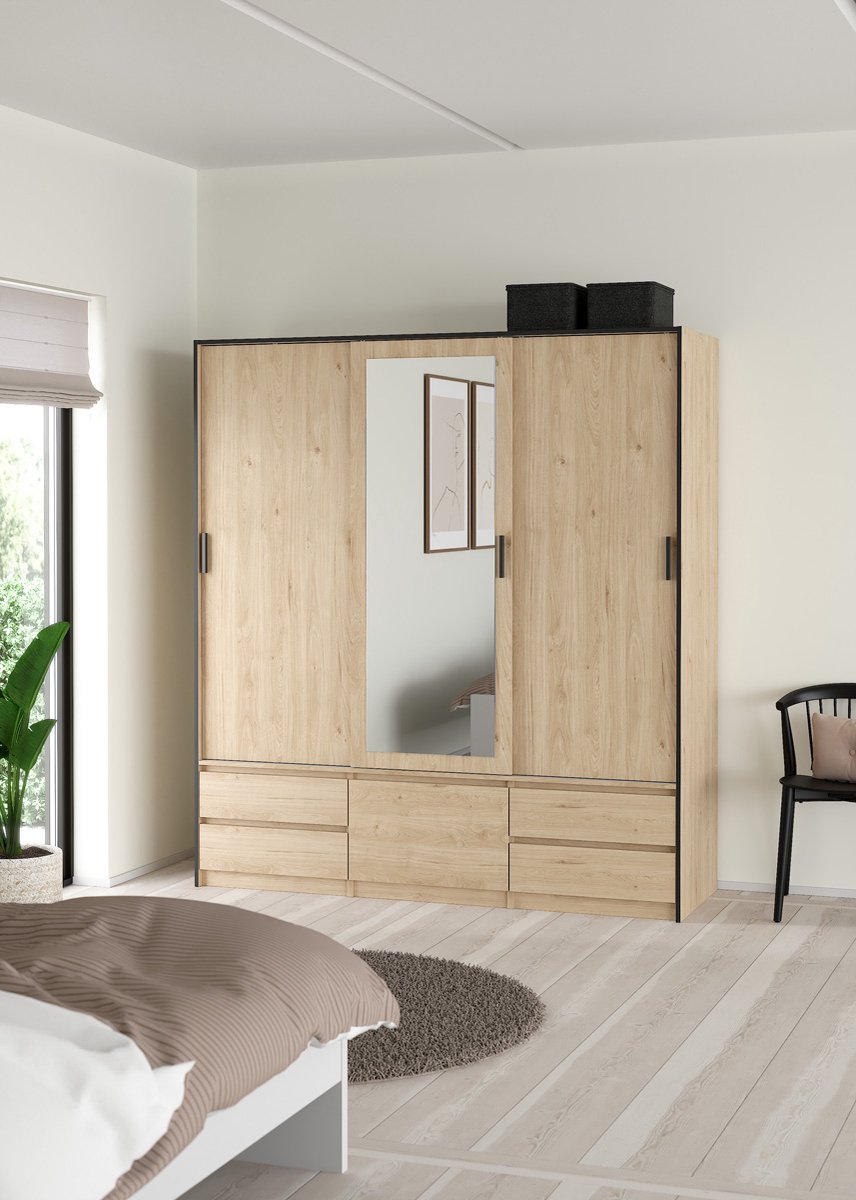 Giga Living Kledingkast Line - Naturel - 180x200x60cm