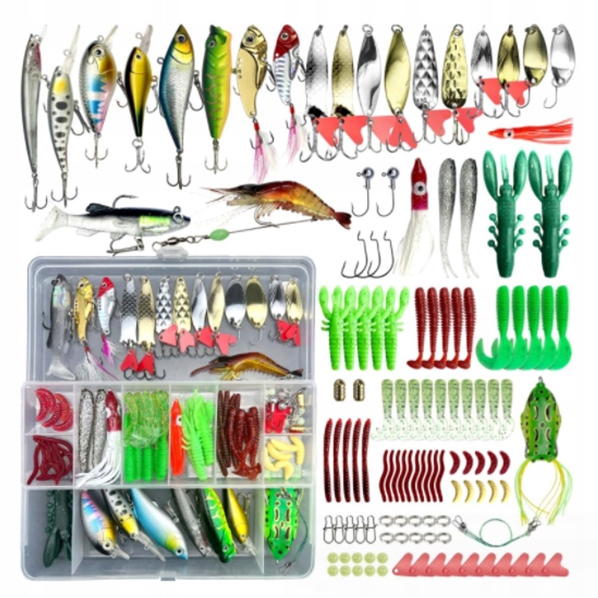 122-delige Visset: Wobblers & Accessoires voor Roofvis + Organizer