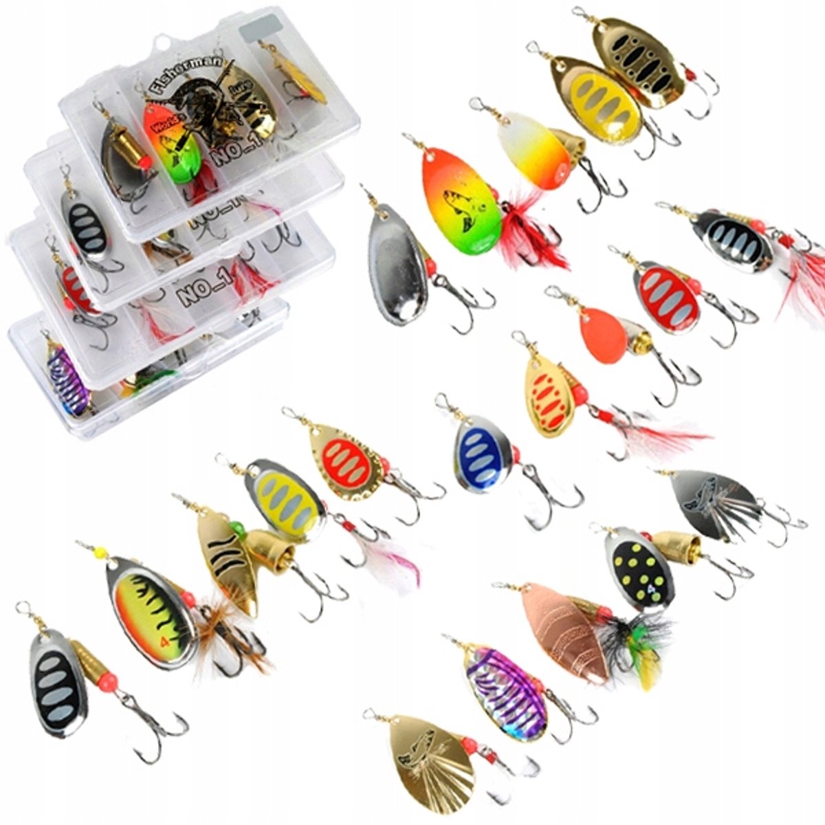 20x Spinnerbaits & 4x Visdozen - Set voor Snoek, Baars & Snoekbaars