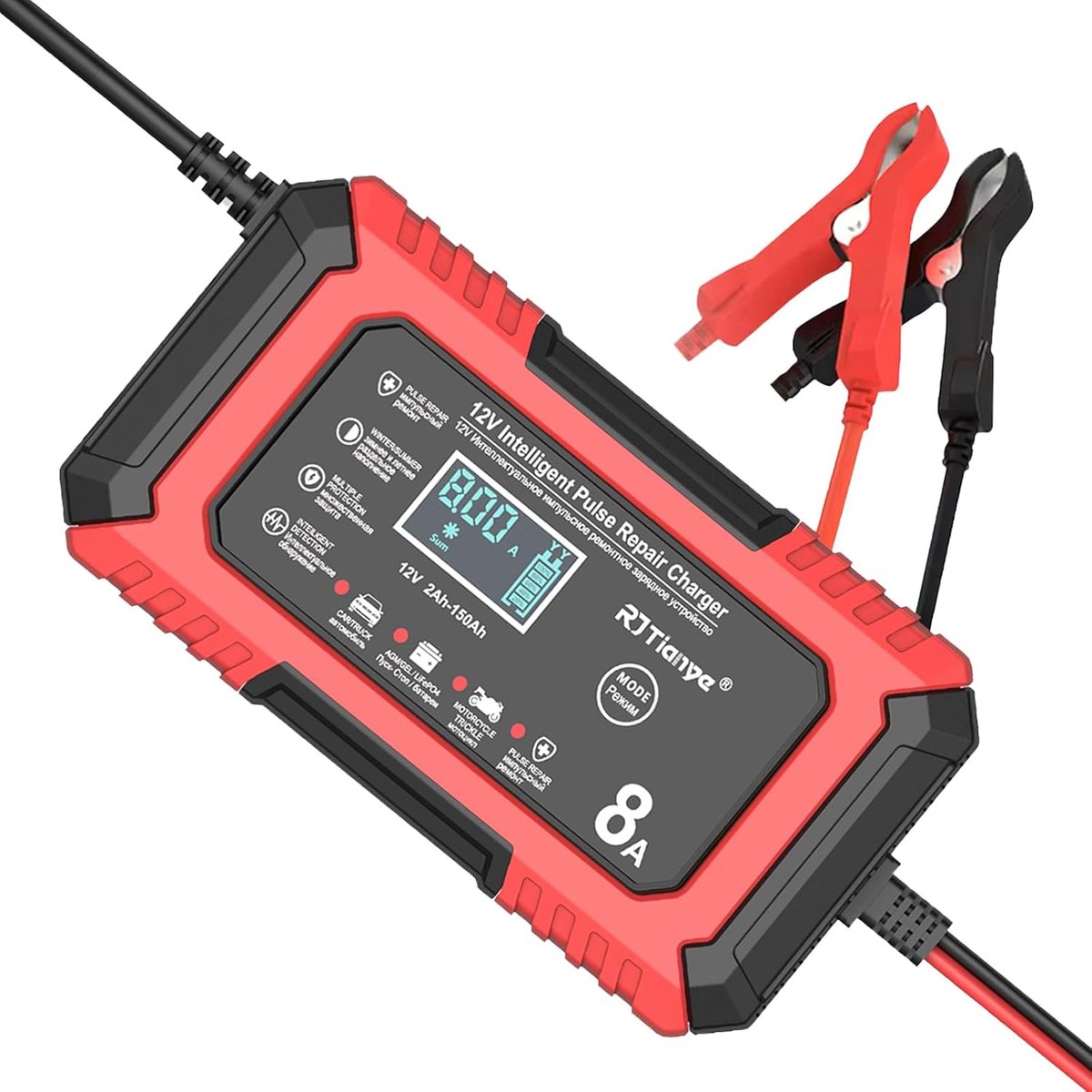 LiFePO4 Acculader 12V 8A - Intelligente Automatische Batterijbewaker - Temperatuurcompensatie - Ideaal voor Voertuigen - ShopVlot
