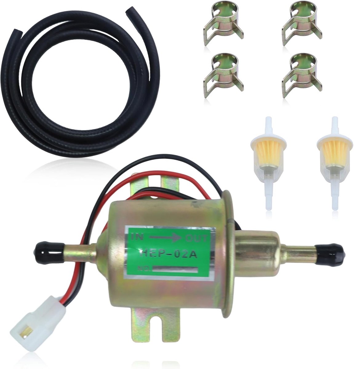 Brandstofpomp 12V HEP-02A - Voor auto, truck, boot - Inclusief brandstofslang en filters - Betrouwbare brandstoftoevoer - ShopVlot