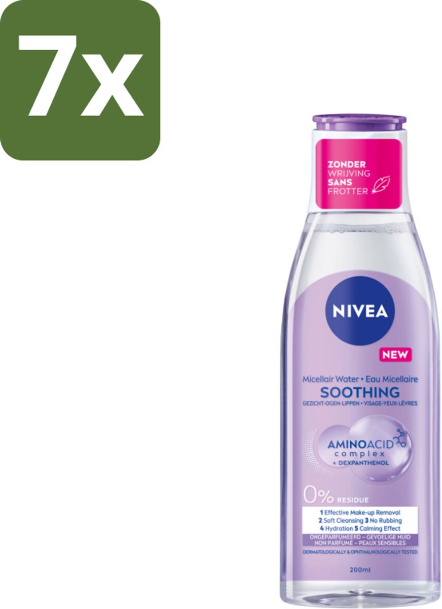 NIVEA - Micellair Water - Gevoelige Huid - Anti-Restant - Verwijdert Waterbestendige Make-up - 200 ml - Bulkverpakking - 7 stuks