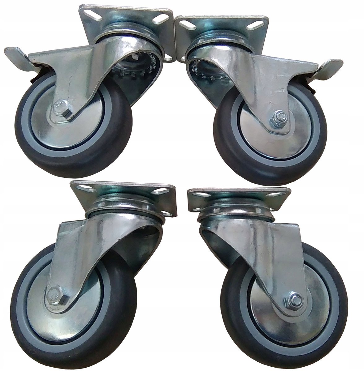 Set van 4 zwenkwielen 75 mm met rem - Merkloos