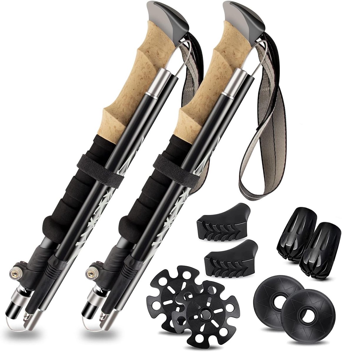 Bâtons de Randonnée 2 PCS - Telescopische Aluminium - Antichoc en Antidérapant - Ideaal voor Randonnées