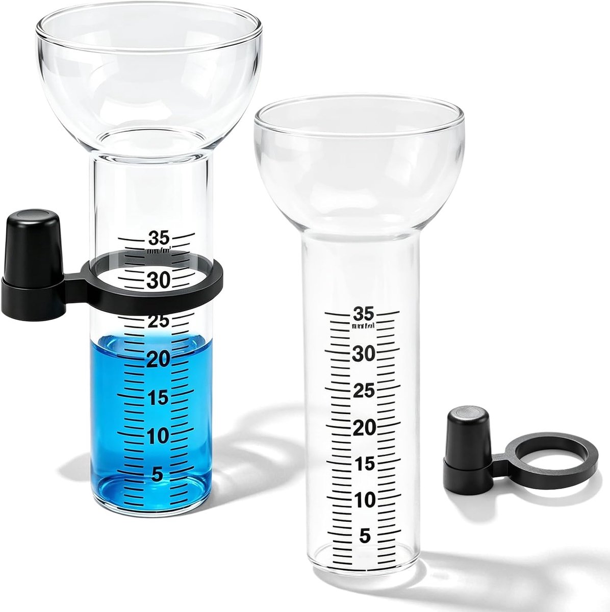 2 stuks regenmeters glas, 35 mm regenmeter, reserveglas met houder en duidelijke schaal, regenmeter vorstbestendig - ShopVlot
