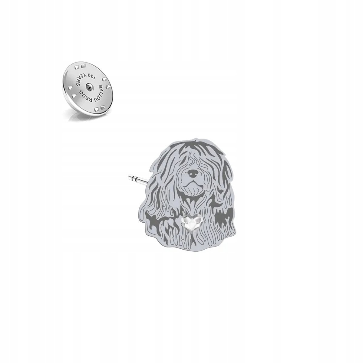 Zilveren Broche Herdershond Bergamasco 925 Sieraden Pin met Kristal