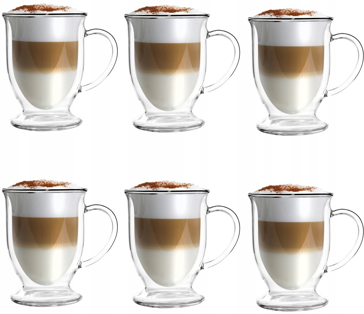 Set van 6 Thermische Glazen 250ml Dubbelwandig voor Koffie & Thee