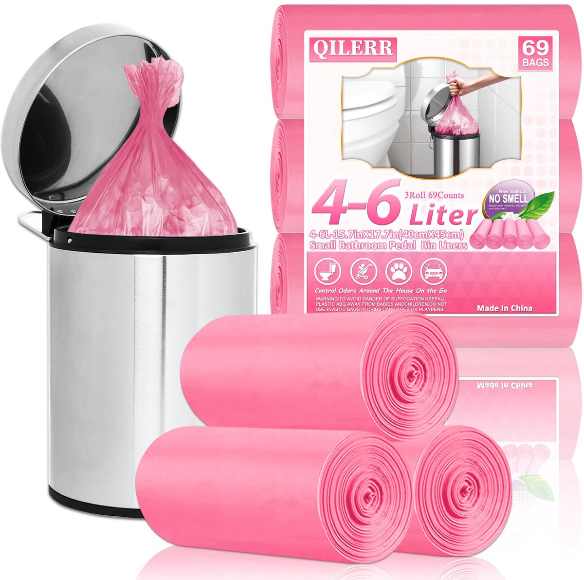 Vuilniszakken 4-6L - Dikke plastic afvalzakken - Roze - Geschikt voor badkamer en keuken - ShopVlot
