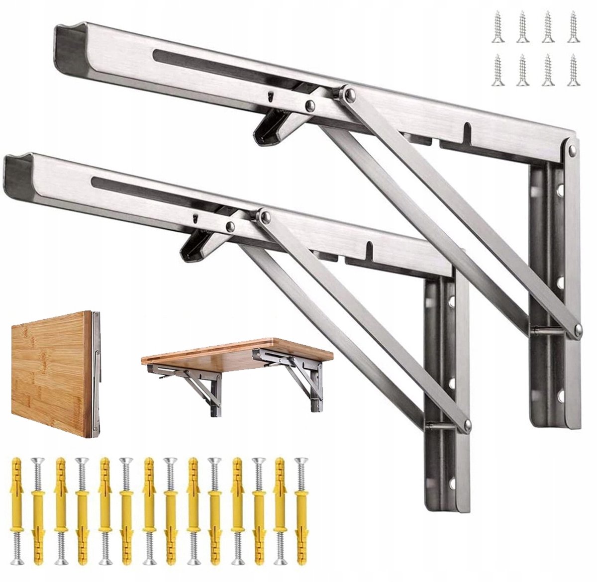 Opklapbare Plankdragers 40cm - RVS - Set van 2