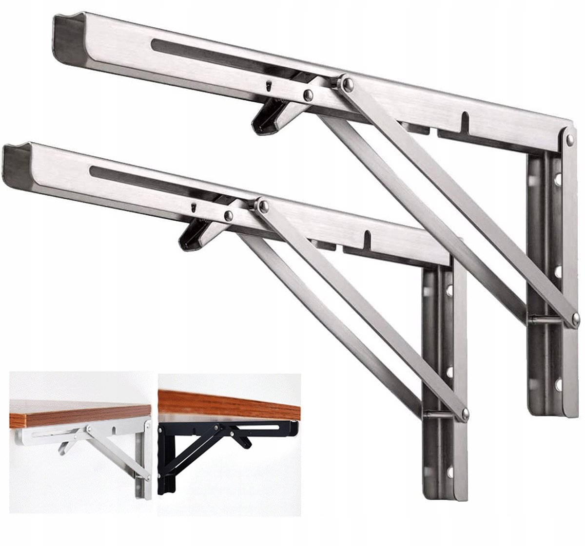 2x Opvouwbare Hoeksteunen voor Planken & Tafels - 150kg