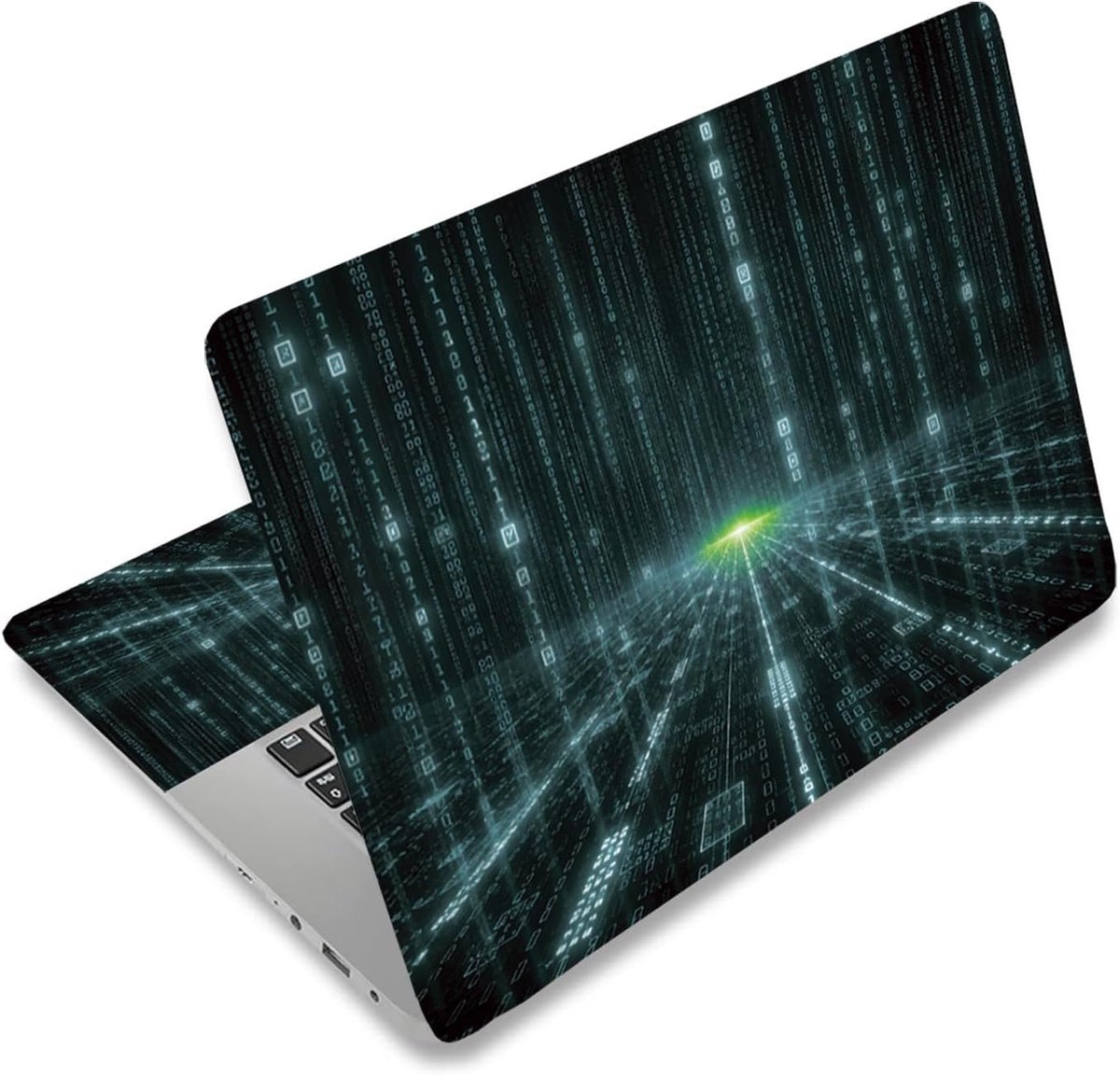PLIGREAT 15,6 inch laptopsticker, beschermhoes, technologie, matrix code, kunstpatroon, afneembare laptopsticker - ShopVlot