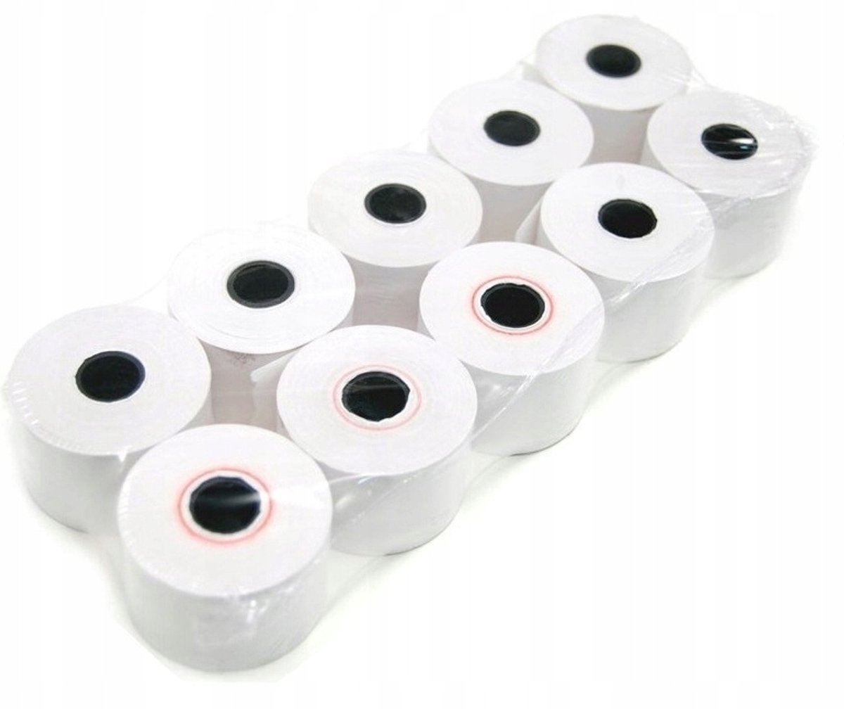 10x kassabonrollen 76mm x 30m, 60g/m², wit