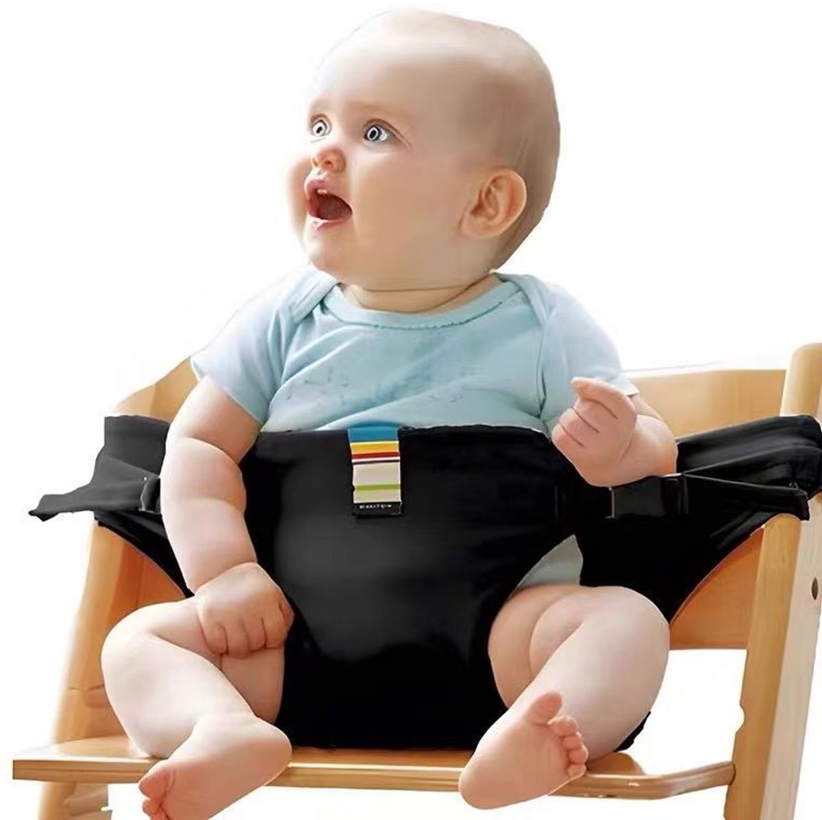 Veiligheidstuigje voor kinderstoel – Geschikt voor kinderstoelen – Accessoire voor kinderstoel – Kinderstoel – Kruismodel tuigje – Veiligheidsriem voor baby's – Zwart