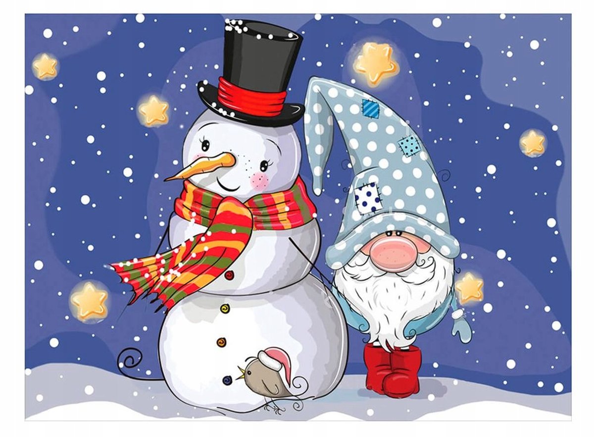 Diamond Painting Set 30x40cm met Lijst: Kerstman & Elf
