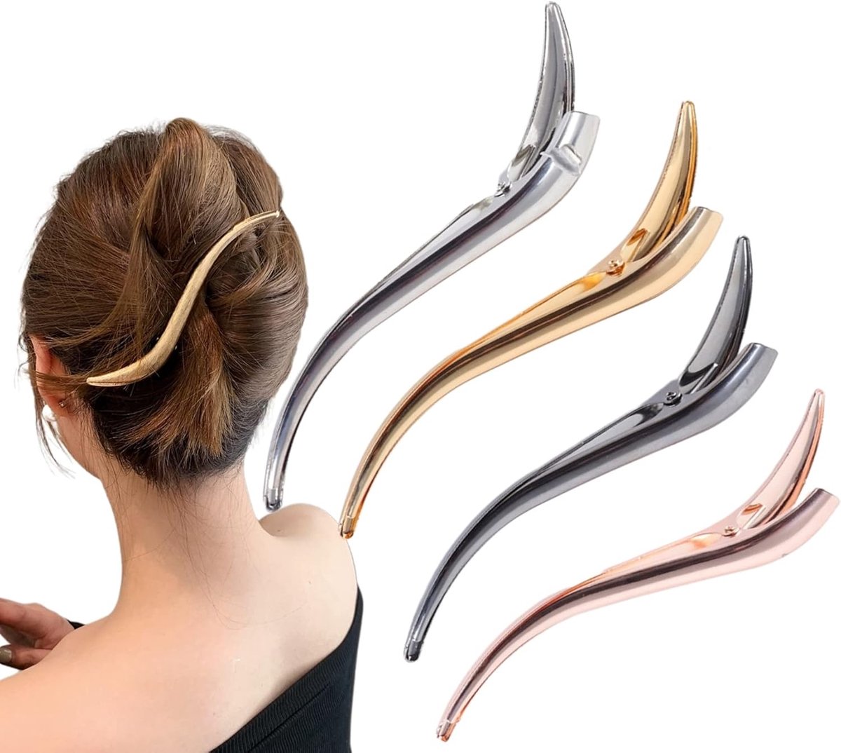 Hairdressing Department Clamps Metal Hair Clips Hairpins Ladies Hair Clip Large Combi-Clip Hairpin Golden Duck Beak - ShopVlot