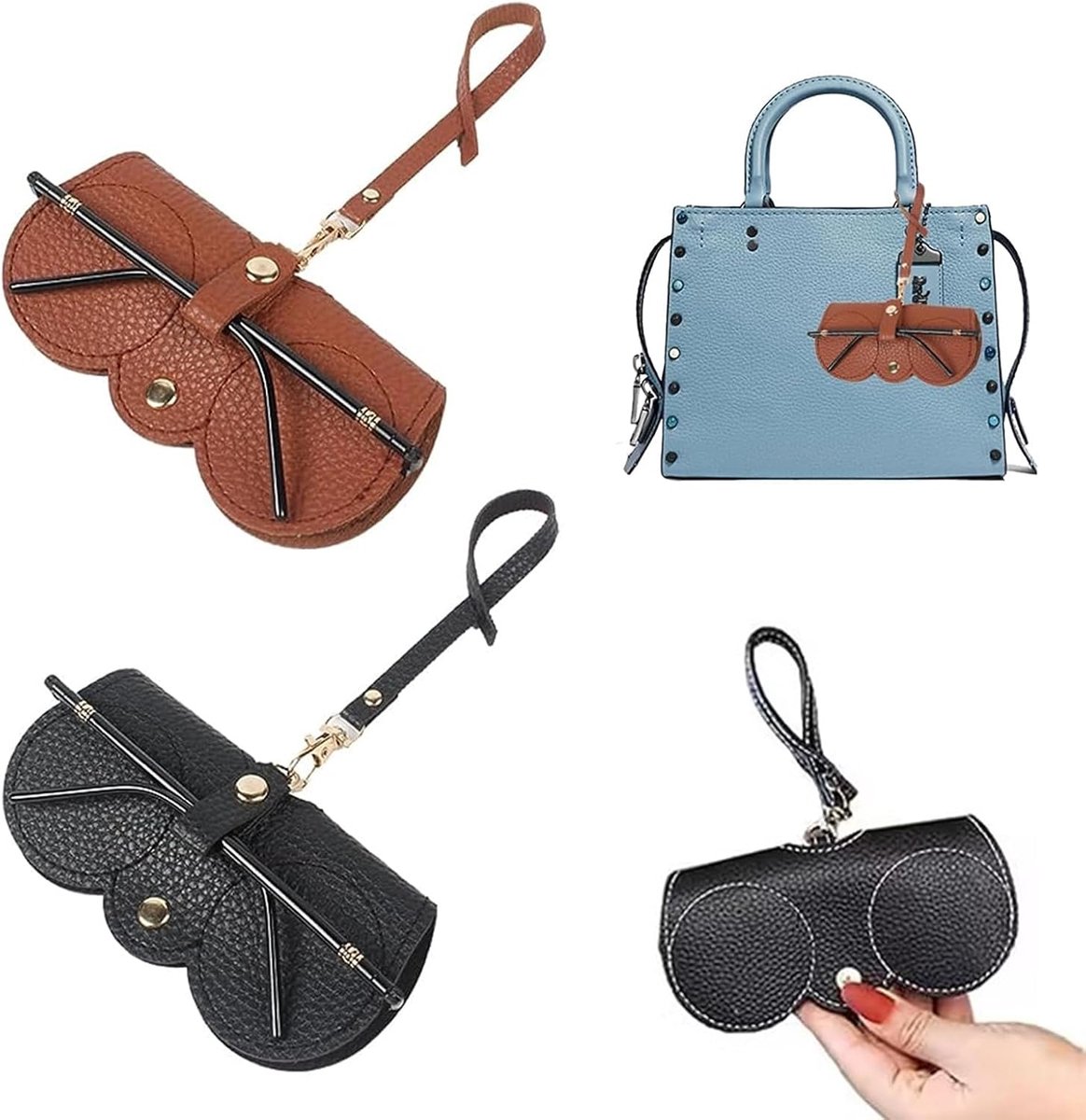 Spida Mount 2 Pack Soft Leather Sunglasses Bag Portable Soft Leather Sunglasses Bag Glasses Case for Men and Women - ShopVlot