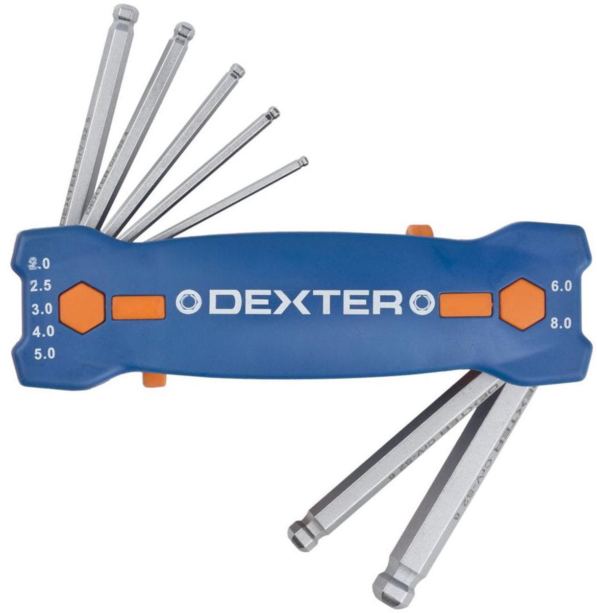 7-delige Inbussleutelset HEX 2-8 mm - Dexter