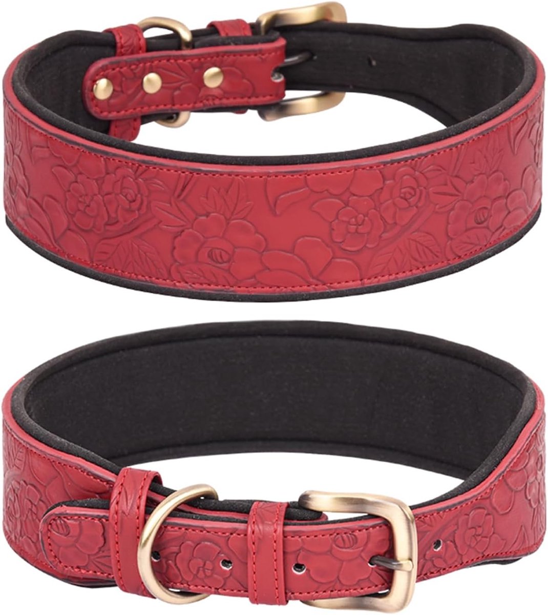 Hondenhalsband voor grote, middelgrote en kleine honden - PU leren halsband - Verstelbare veiligheidssluiting - ShopVlot
