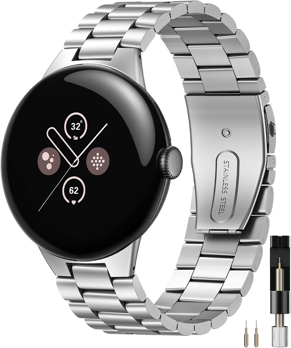 Heren Horlogeband 41mm - RVS Metaal - Dubbele Vouwsluiting - Verstelbare Armband voor Google Pixel Watch - ShopVlot