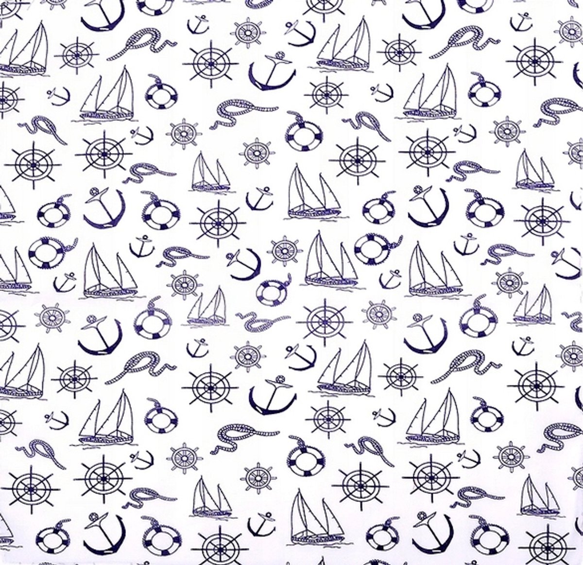 Modieuze Bandana - Wit met Marine Print, Katoen, 53x53cm