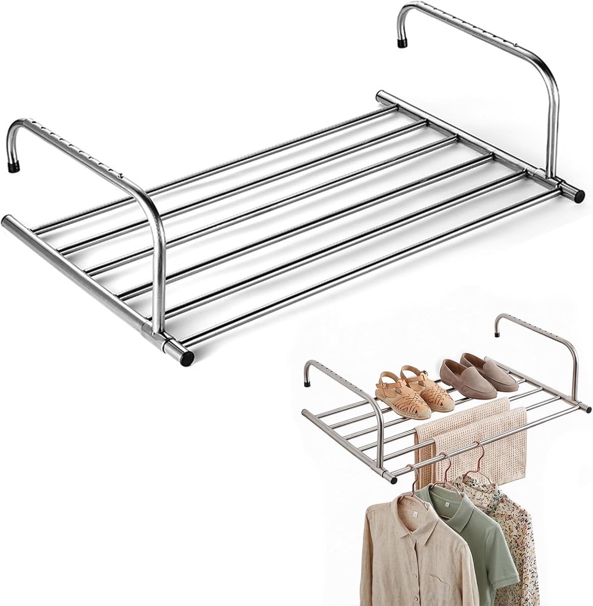 Wasrek, opvouwbaar, uittrekbaar, 42-66 cm, van roestvrij staal - ShopVlot