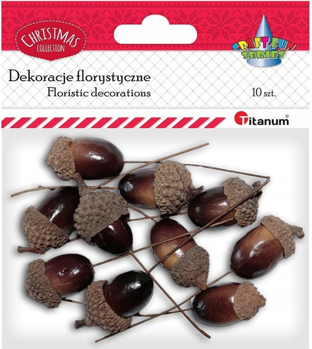 Bruine Eikels Decoratie op Draad 10 Stuks