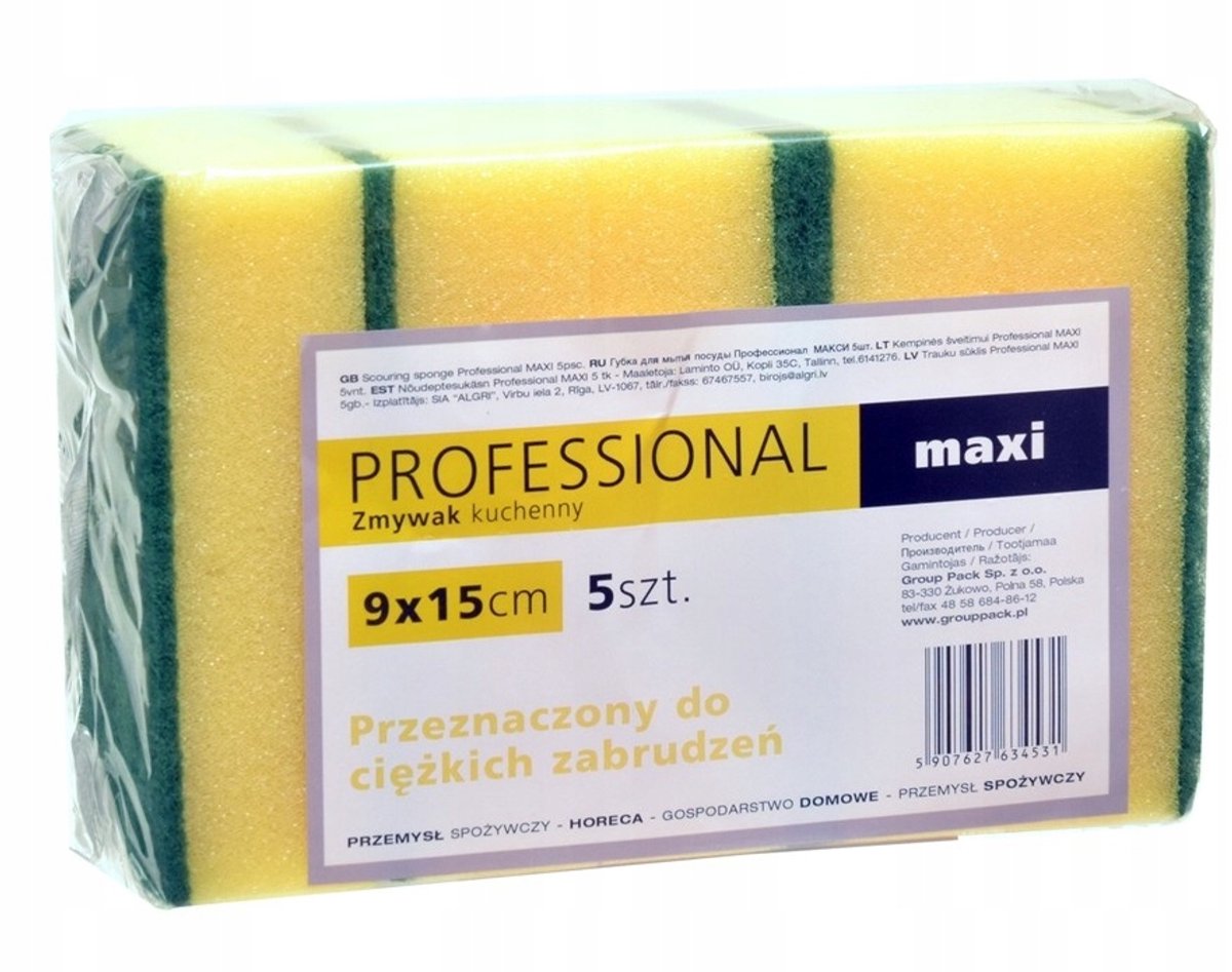 Keukenspons Maxi 5 stuks, professionele reiniging 9x15cm