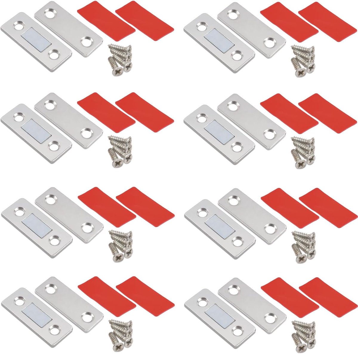 MIN CI Deurmagneet, zelfklevend, platte magneten, zilverkleurig, deursluiter, meubelmagneet, deuropener - ShopVlot