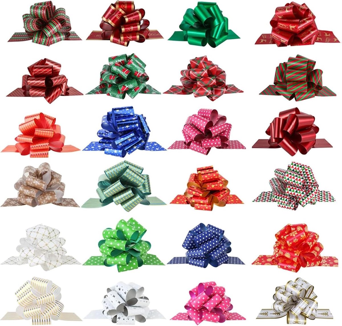 Kerst Wikkelstrikken - Multicolor - 12,7 cm - Dubbelzijdig Bedrukte Trekstrikken - Voor Cadeaus en Decoratie
