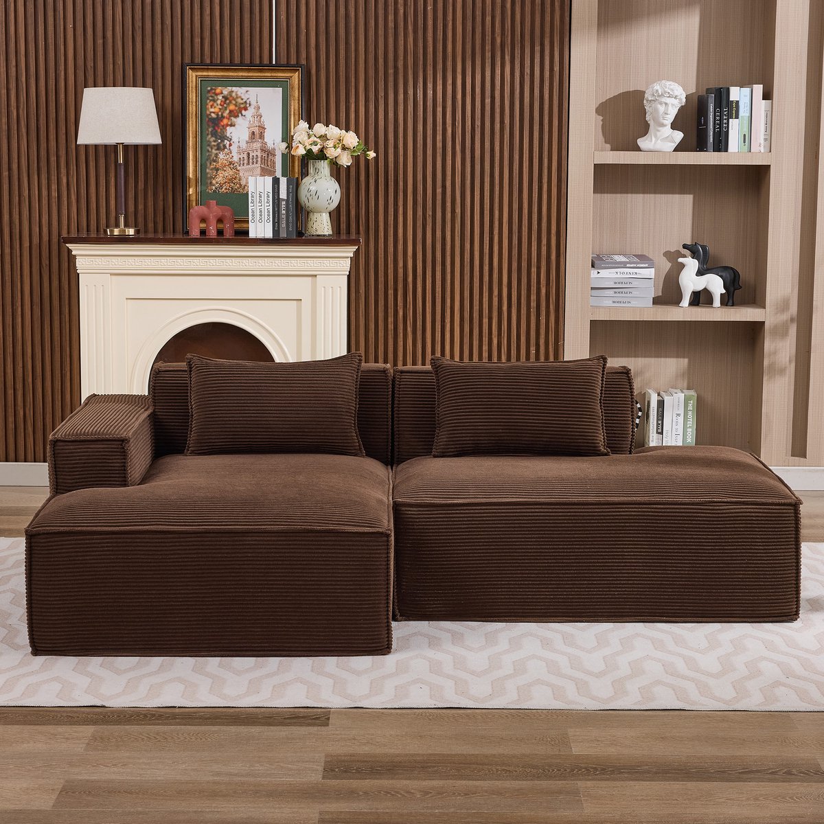 Compacte stoffen 3-zits bank - Voor kleine woonkamer, appartement, kantoor - 235 cm, 3-persoons - Neutraal - Pocketvering met high-density schuim, inclusief 2 kussens - Vlekbestendig en duurzaam
