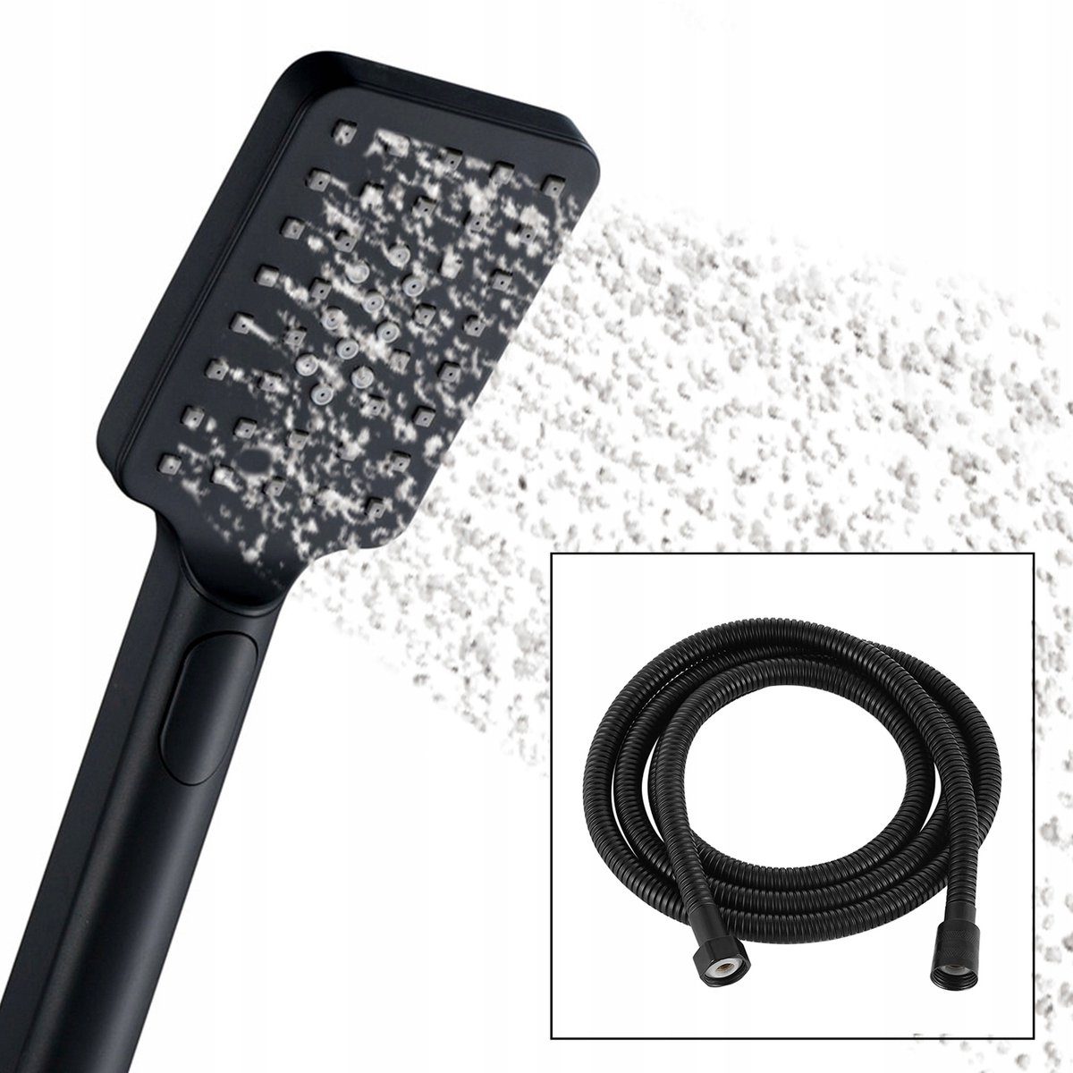 Doucheset Zwart 3F BLACK met Douchekop en Slang