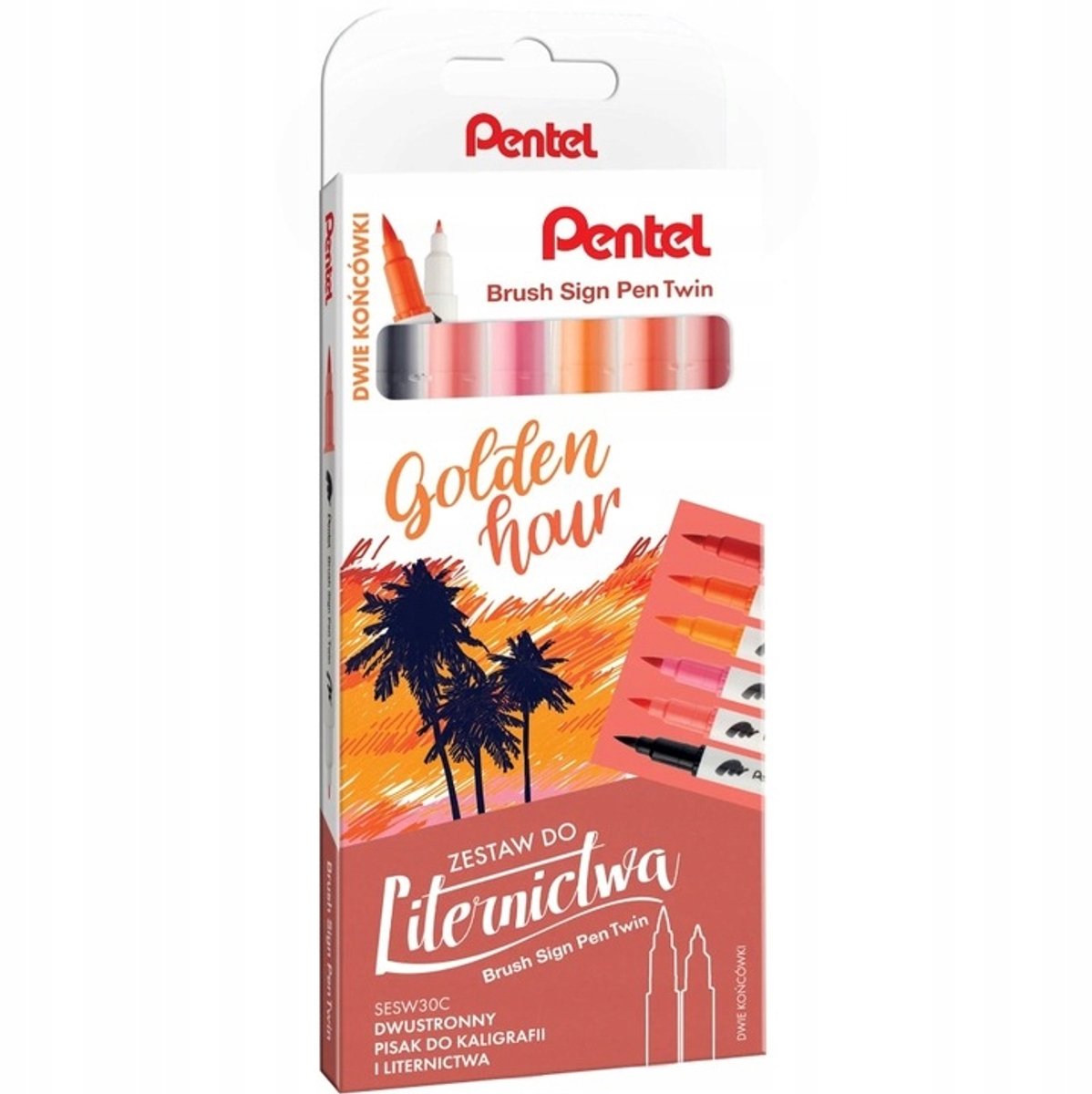 Pentel Brush Sign Pen Kalligrafie Markers Set - 6 stuks