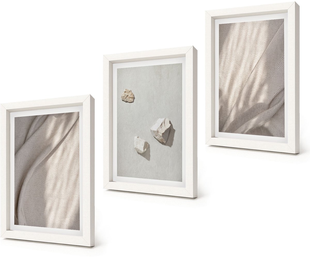 Coloray 3-Delige Schilderij Set - Close-ups van moderne boho-stijl structuren - 20x30 - Decoratieve Schilderijen - Woonkamer - Interieur - Moderne Wanddecoratie