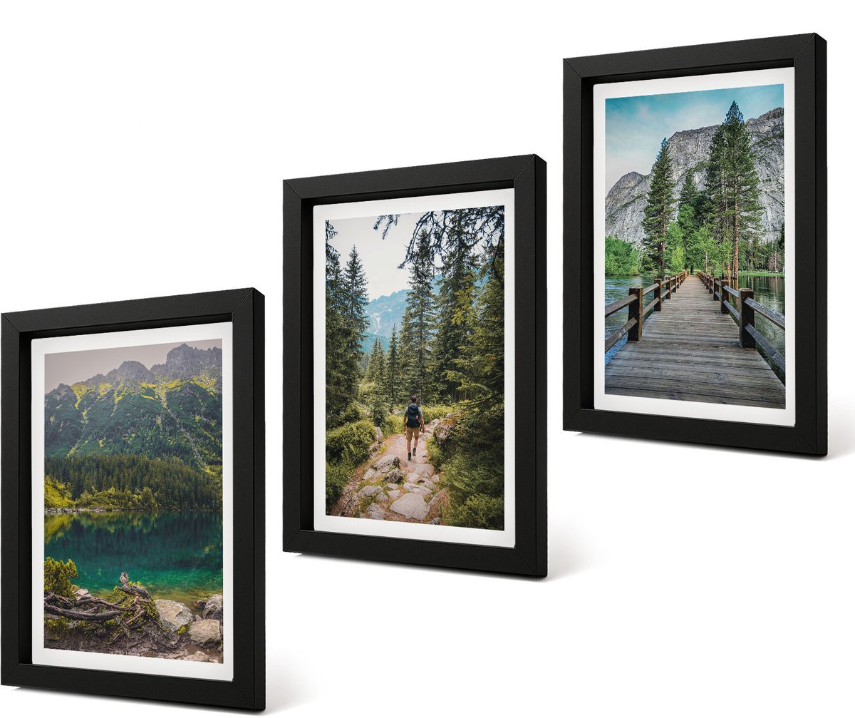 Coloray 4-Delige Schilderij Set - Bergen, meren, bossen en paden in de natuur - 20 x 30 cm - Wanddecoratie - Schilderijen Set - Interieur - Muurdecoratie