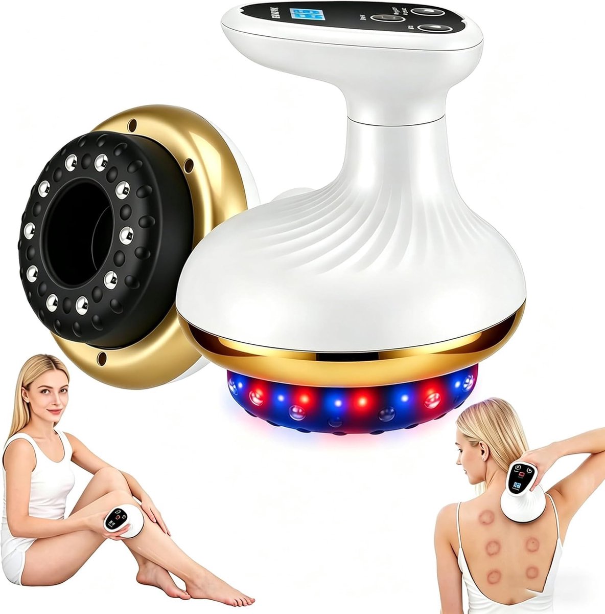 Vacuvia Cellulite Massager, 9 Levels, Vacuum Massager with Heat and Red Blue Light, Electric Gua Sha with 40 Studs - ShopVlot