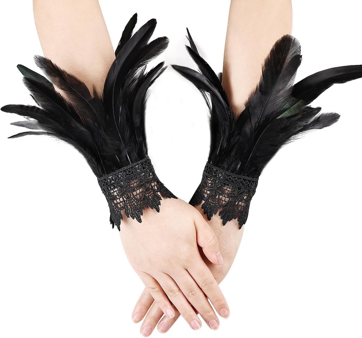 Women's Feather Cuff Vintage Style Spring Cuffs Vintage Gloves Gothic Spring Cuffs Women's Bracelets with Feathers for - ShopVlot