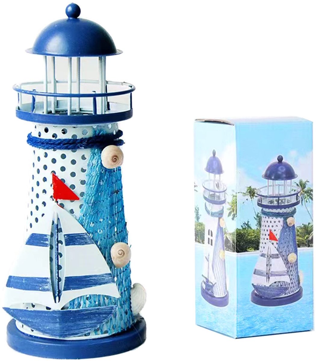 Famanu Metalen kaarsenhouder voor kerst, hoogte 18 cm, kandelaar in marineblauw, geschikt voor decoratie en sfeerverlichting