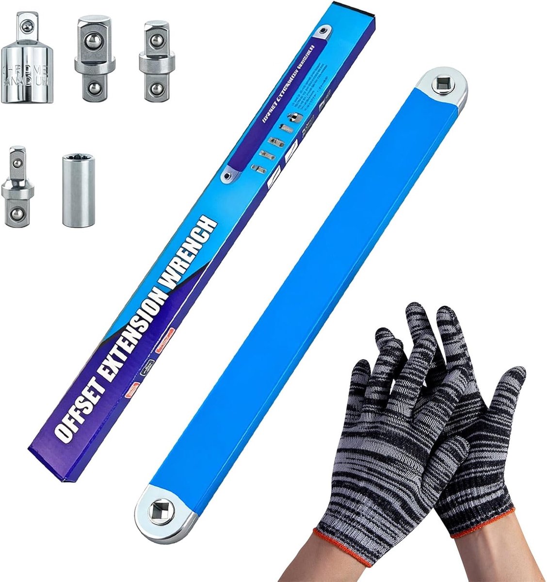 Offsetsleutel, 39 cm (15 inch) offset verlengsleutel & moersleutelverlenging met 1/2 inch, 1/4 inch en 3/8 inch - ShopVlot