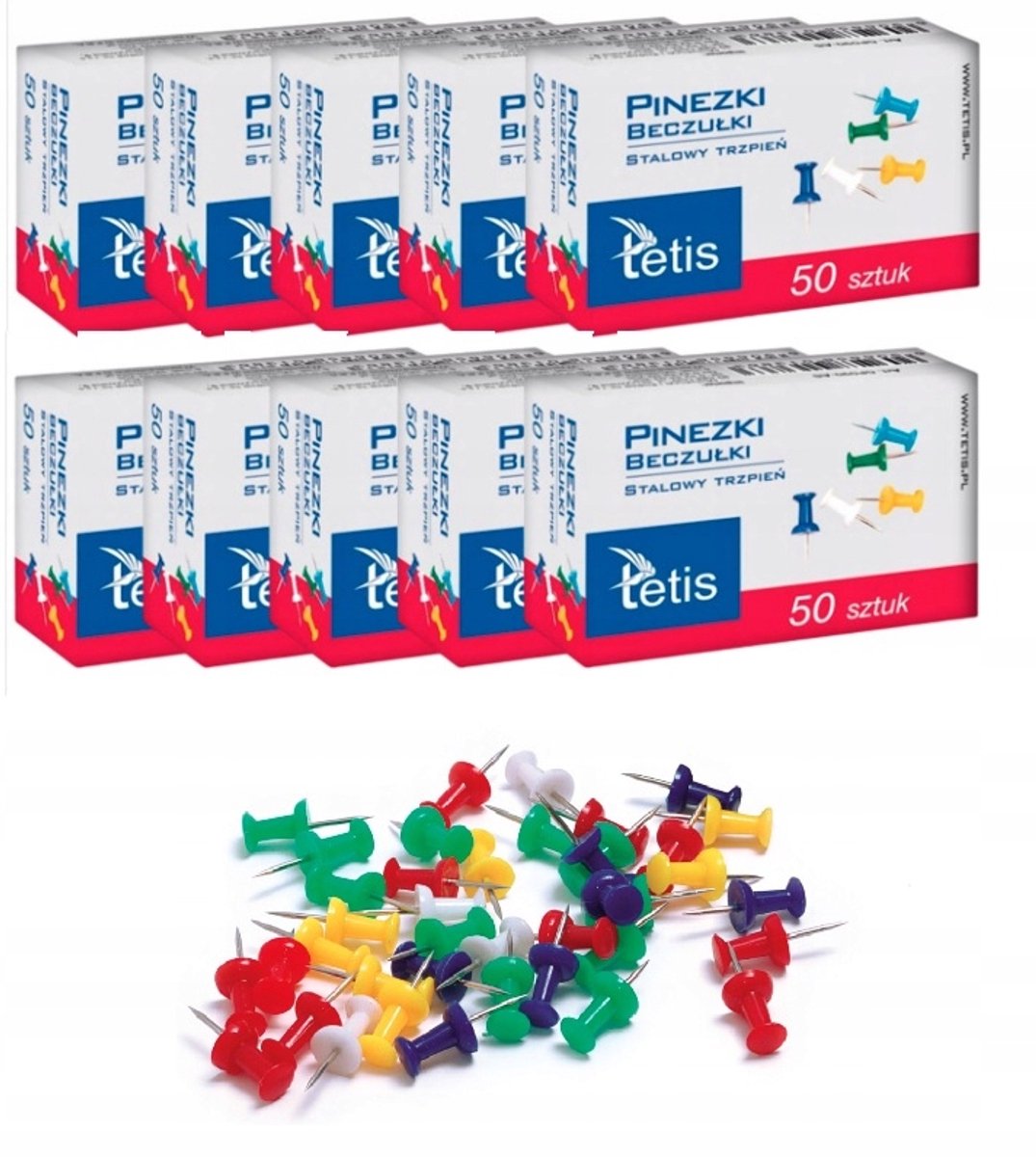 Kleurrijke Duimspijkers voor Prikborden - 10x50 Stuks
