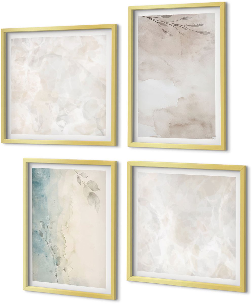 Coloray 4-Delige Schilderij Set - Subtiele aquarelverftextuur - 40 x 40 cm en 40 x 60 cm - Wanddecoratie - Schilderijen Set - Interieur - Stijlvolle Muurdecoratie