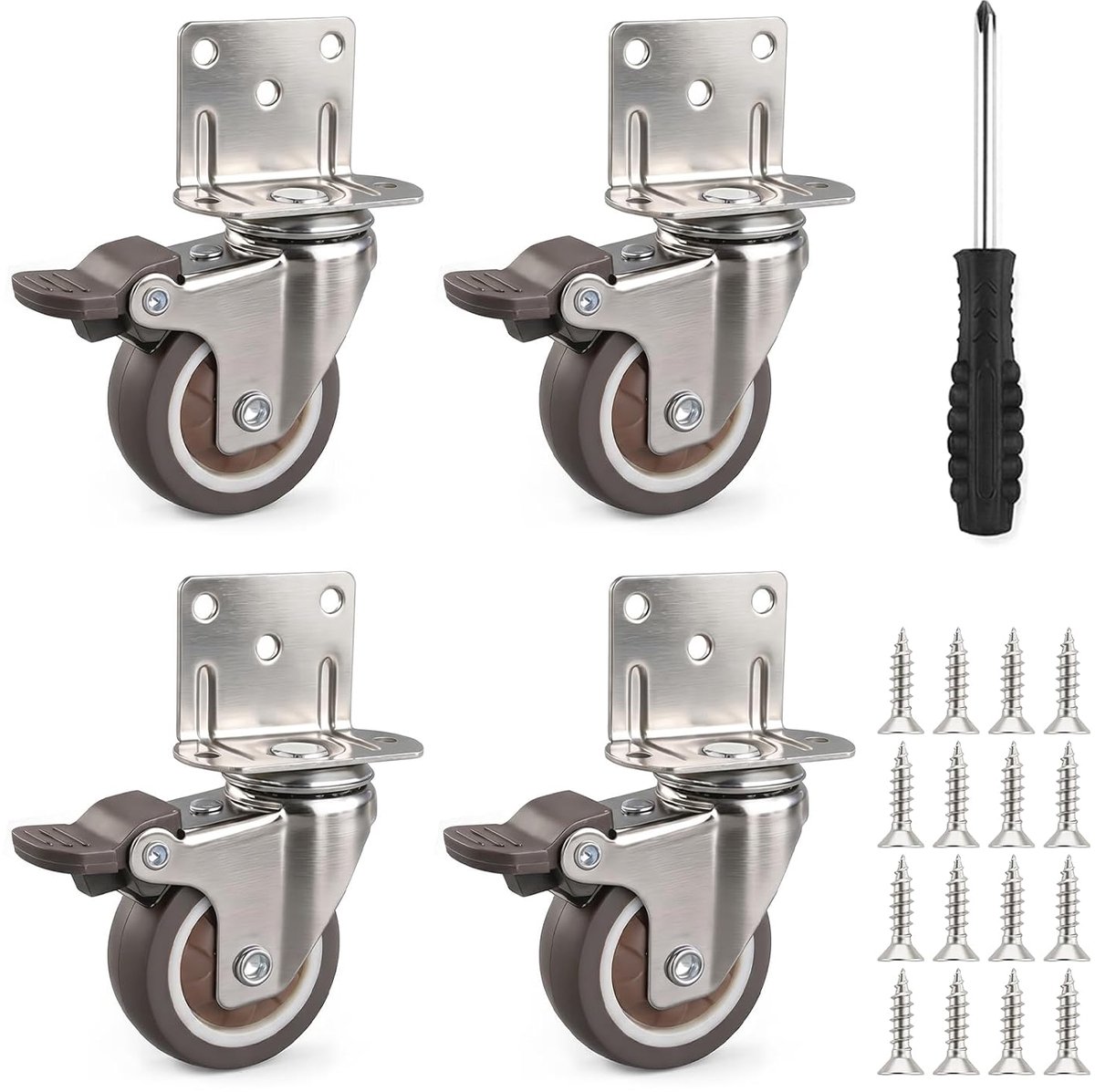 4 stuks meubelwielen met rem, zwenkwielen 50 mm wielen voor meubels - ShopVlot